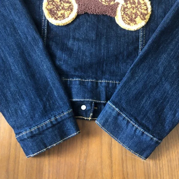 Levi’s Denim Jacket ✨ Unique Hand-Stitched Teddy Patch ✨ Youth XL / Adult M - Picture 6 of 14